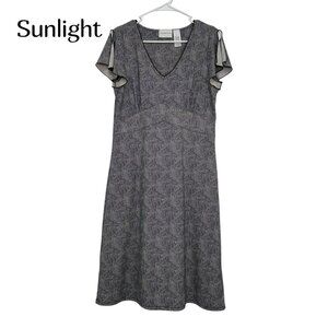 Liz Claiborne Y2K Vintage Midi Dress Black/White A line V-Neck Women SZ Medium